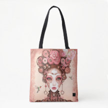 STEAMPUNK SCHOONHEIDSPOP GEZICHT ROZE CANVAS TAS