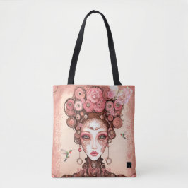 STEAMPUNK  SCHOONHEIDSPOP GEZICHT ROZE CANVAS TAS