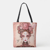 STEAMPUNK  SCHOONHEIDSPOP GEZICHT ROZE CANVAS TAS (Achterkant)