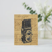 Steampunk  scripts Burlap antiek camera Briefkaart (Staand voorkant)