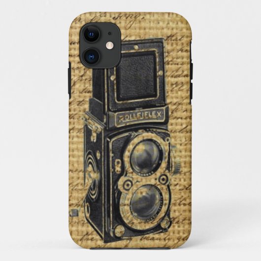 Steampunk scripts Burlap antiek camera Case-Mate iPhone Case (Achterkant)
