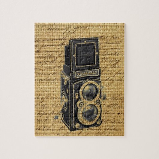 Steampunk scripts Burlap antiek camera Legpuzzel (Verticaal)