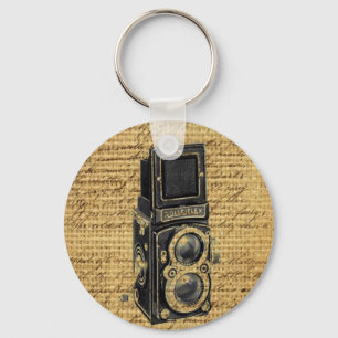 Steampunk scripts Burlap antiek camera Sleutelhanger