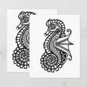 Steampunk Seahorse Stencil Me Couleur En Papier (Devant / Derrière)