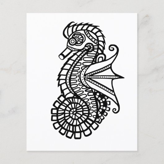 Steampunk Seahorse Stencil Me Couleur En Papier (Devant)