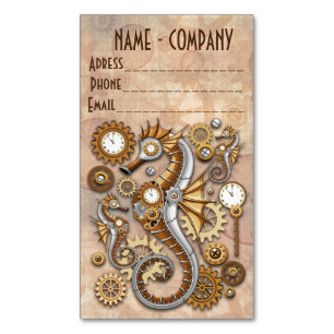 Steampunk Seahorse  Surreal Art Magnetisch Visitekaartje