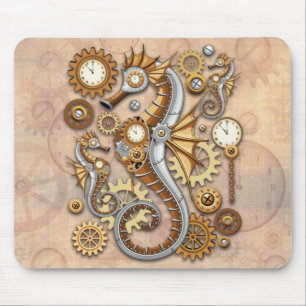 Steampunk Seahorse  Surreal Art Muismat