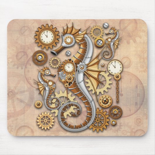 Steampunk Seahorse Surreal Art Muismat (Voorkant)