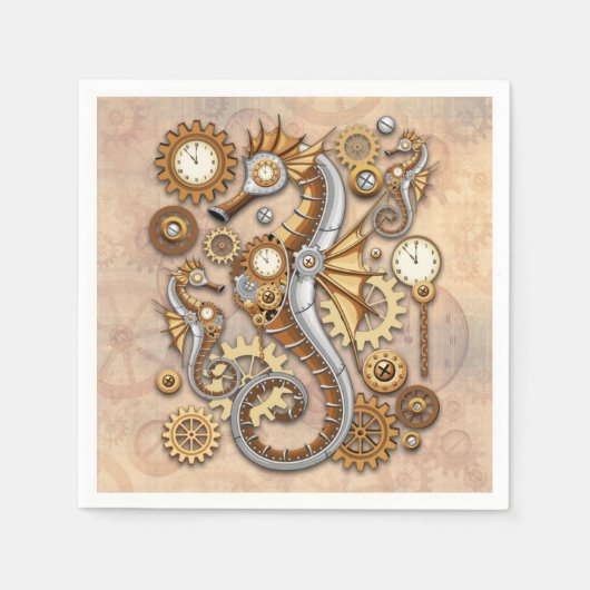 Steampunk Seahorse Surreal Art Servet (Voorkant)
