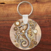 Steampunk Seahorse  Surreal Art Sleutelhanger (Voorkant)