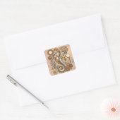 Steampunk Seahorse  Surreal Art Vierkante Sticker (Envelop)