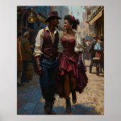 Steampunk Serenade - Romantische Ontmoeting Waterv Poster (Voorkant)