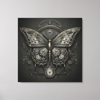 Steampunk Serenity - Butterfly Digital Art Canvas Afdruk