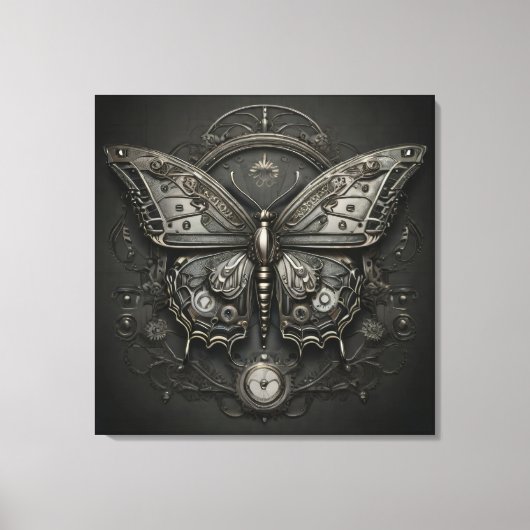 Steampunk Serenity - Butterfly Digital Art Canvas Afdruk (Voorkant)
