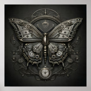 Steampunk Serenity - Vlinder digitale kunst Poster