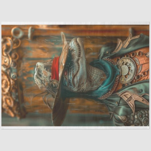 Steampunk Sheriff Alligator Decoupage Tissuepapier (Voorkant)