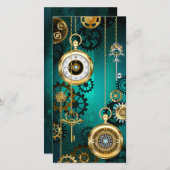 Steampunk-sieraden Horloge op een groene achtergro (Voorkant / Achterkant)