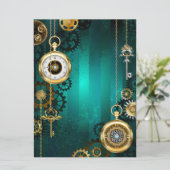 Steampunk-sieraden Horloge op een groene achtergro (Staand voorkant)