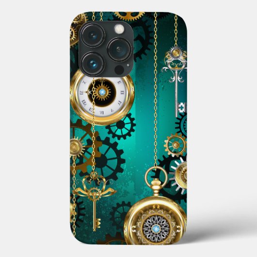 Steampunk-sieraden Horloge op een groene achtergro Case-Mate iPhone Case (Achterkant)