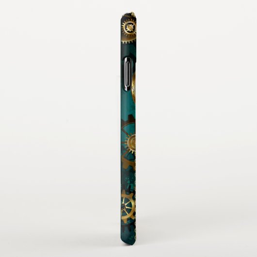 Steampunk-sieraden Horloge op een groene achtergro iPhone Hoesje (Rechterkant)