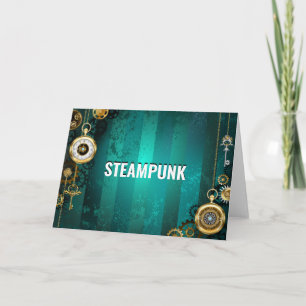 Steampunk-sieraden Horloge op een groene achtergro Kaart