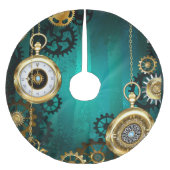Steampunk-sieraden Horloge op een groene achtergro Kerstboom Rok (Voorkant)