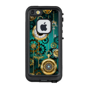 Steampunk-sieraden Horloge op een groene achtergro LifeProof FRÄ’ iPhone SE/5/5s Hoesje
