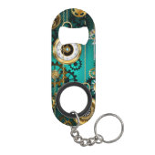 Steampunk-sieraden Horloge op een groene achtergro Mini Flessenopener (Achterkant)