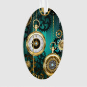 Steampunk-sieraden horloge op een groene achtergro ornament (voorkant)