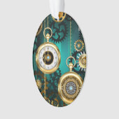 Steampunk-sieraden horloge op een groene achtergro ornament (voorkant)