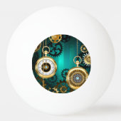 Steampunk-sieraden Horloge op een groene achtergro Pingpongballen (Voorkant)