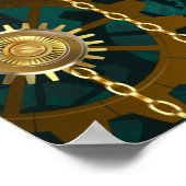 Steampunk-sieraden Horloge op een groene achtergro Poster (Hoek)