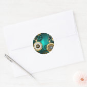 Steampunk-sieraden Horloge op een groene achtergro Ronde Sticker (Envelop)