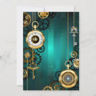 Steampunk-sieraden Horloge op een groene achtergro Save The Date