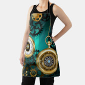 Steampunk-sieraden Horloge op een groene achtergro Schort (Insitu)
