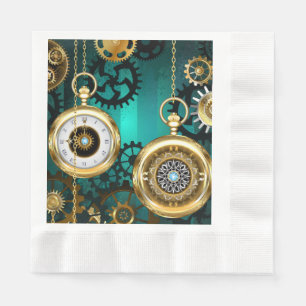 Steampunk-sieraden Horloge op een groene achtergro Servet