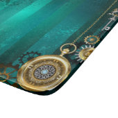 Steampunk-sieraden Horloge op een groene achtergro Snijplank (Hoek)