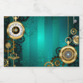 Steampunk-sieraden Horloge op een groene achtergro Voedselcontainer Etiket (Enkel label)