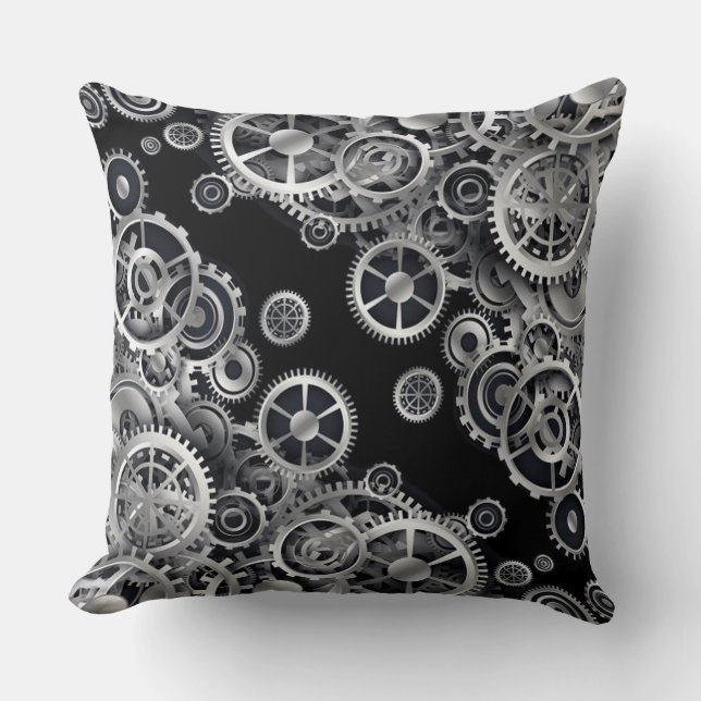 Steampunk Silver Gears 2 Kussen (Voorkant)