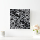 Steampunk Silver Gears 2 Square Wall klok (Huis)