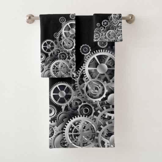 Steampunk Silver Gears Bad Handdoek (Insitu)
