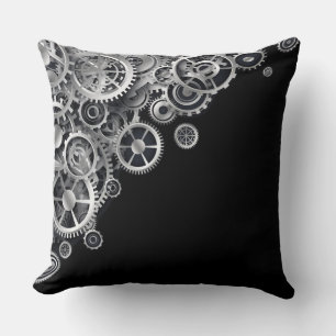 Steampunk Silver Gears Kussen