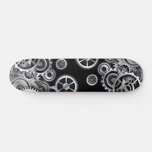 Steampunk Silver Gears Skateboard (Horz)