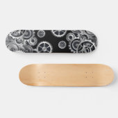 Steampunk Silver Gears Skateboard (Horz)