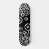 Steampunk Silver Gears Skateboard (Devant)