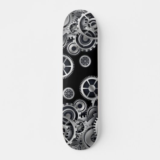 Steampunk Silver Gears Skateboard (Devant)