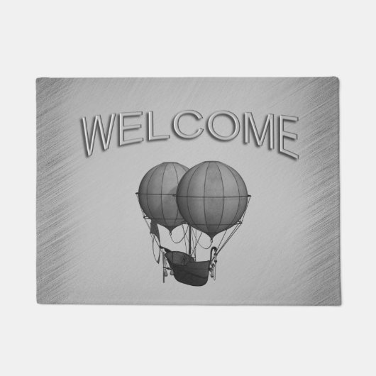 Steampunk Silver Hot Air-ballonnen met schip Deurmat (Voorkant)