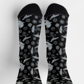 Steampunk Silver Zinc Crows en Gears Socks Sokken (Top)