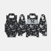 Steampunk Silver Zinc Gears & Crows Monogram Bedankdoosjes (Uitgevouwen)