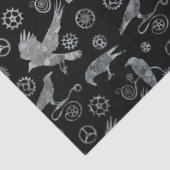 Steampunk Silver Zinc Gears en Crows Tissuepapier (Detail)